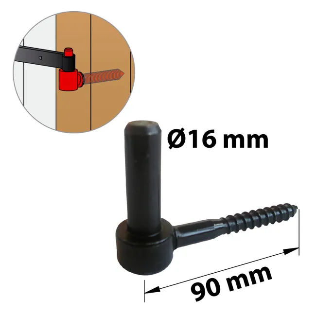 Image principale de Gond à visser en acier noir prépeint, Diam.16 x L.90 mm AFBAT