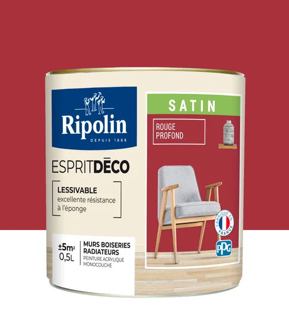 Image principale de Peinture intérieure multi-supports acrylique satin rouge profond 0,5 L Esprit déco - RIPOLIN