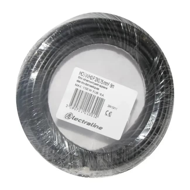 Image principale de Câble souple HO3 VVH2 F 5m 2 x 0,75mm² noir 60113023D