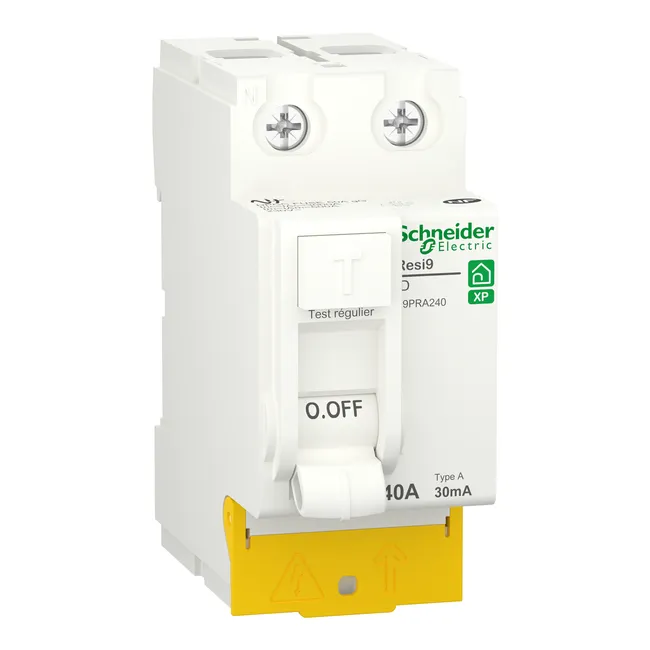 Image principale de Interrupteur différentiel 2 pôles 40A 30mA Type A Resi9 XP, SCHNEIDER ELECTRIC