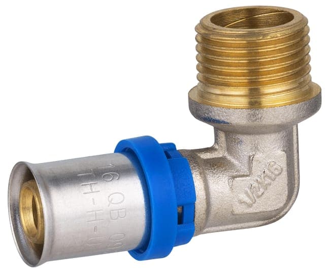 Raccord coude mâle M.15x21(1/2'') multicouche à sertir Diam.16 mm