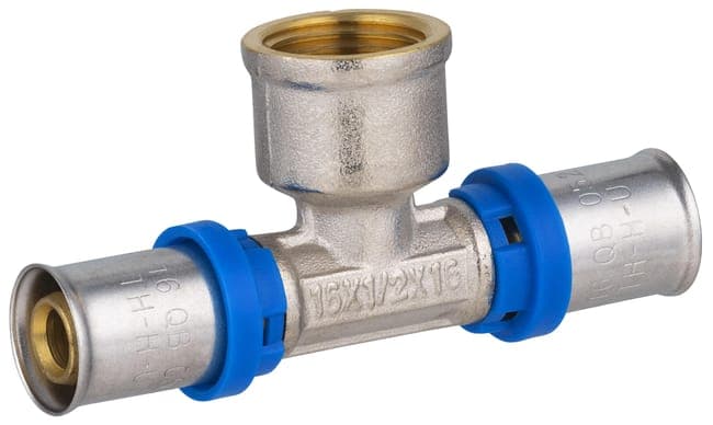 Raccord té femelle F.15x21(1/2'') multicouche à sertir Diam.16 mm