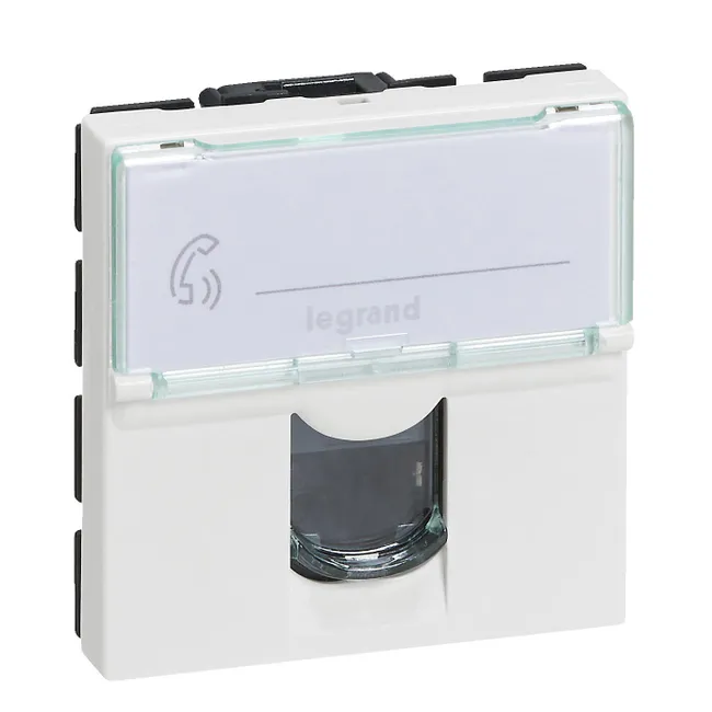 Image principale de Prise rj45 avec porte-étiquette Mosaic, LEGRAND, blanc