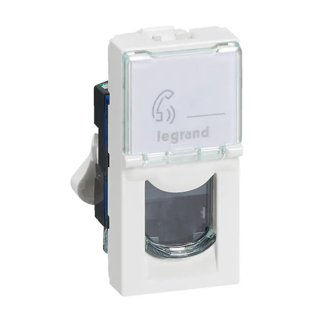 Image principale de Prise rj45 avec porte-étiquette étroit Mosaic, LEGRAND, blanc