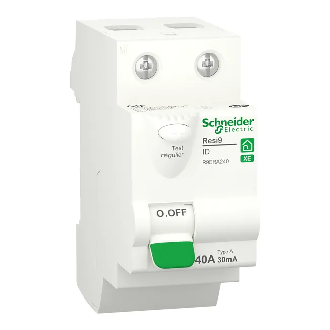 Image principale de Interrupteur différentiel 2 pôles 40A 30mA Type A Resi9 XE, SCHNEIDER ELECTRIC