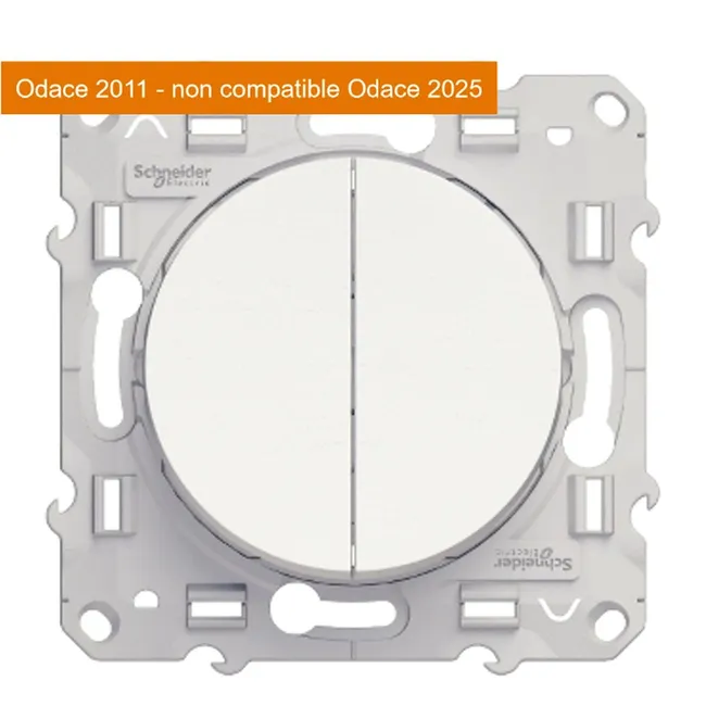 Image principale de Double interrupteur va-et-vient à assembler Odace, SCHNEIDER ELECTRIC, blanc