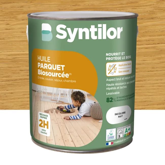 Image principale de Huile bois intérieur parquet SYNTILOR, incolore Biosourcée mat, 2.5l