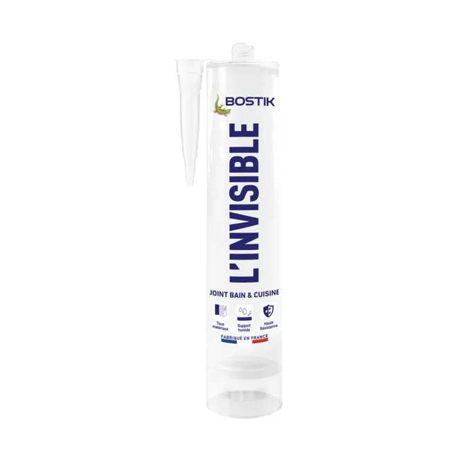 Image principale de Bostik L'Invisible - Mastic Silicone Sanitaire - Joint d'Etanchéité Totalement Transparent - Cuisine et Salles de Bain - Cartouche 290 ml