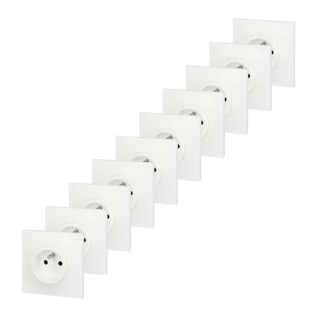 Image principale de Lot de 10 prises avec terre Neptune, blanc, LEGRAND
