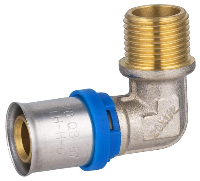 Raccord coude mâle M.15x21(1/2'') multicouche à sertir Diam.20 mm