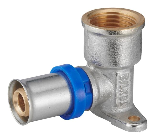 Raccord coude applique femelle F.15x21(1/2'') multicouche à sertir Diam.16 mm