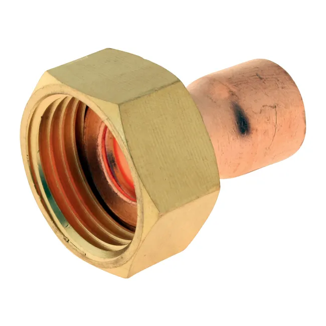 Image principale de Raccord cuivre droit à souder sur tube Ø12 - Ecrou tournant 15/21 - Sachet de 2