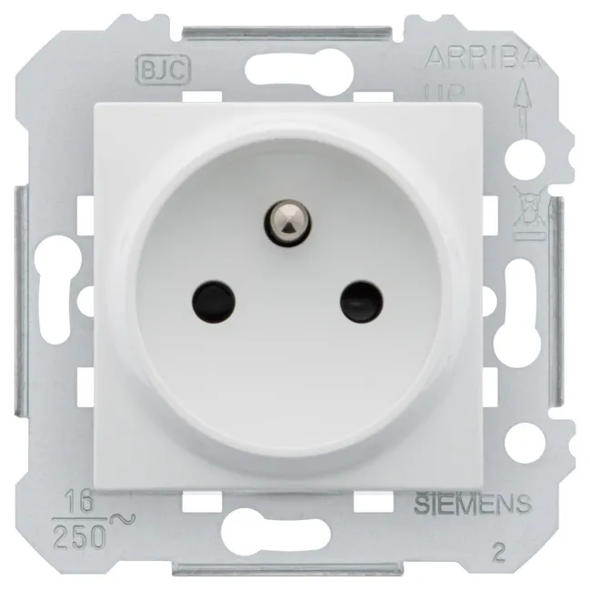 Image principale de Prise 2P+T Siemens DELTA VIVA, blanc, design contemporain, plaques réversibles, garantie 2 ans