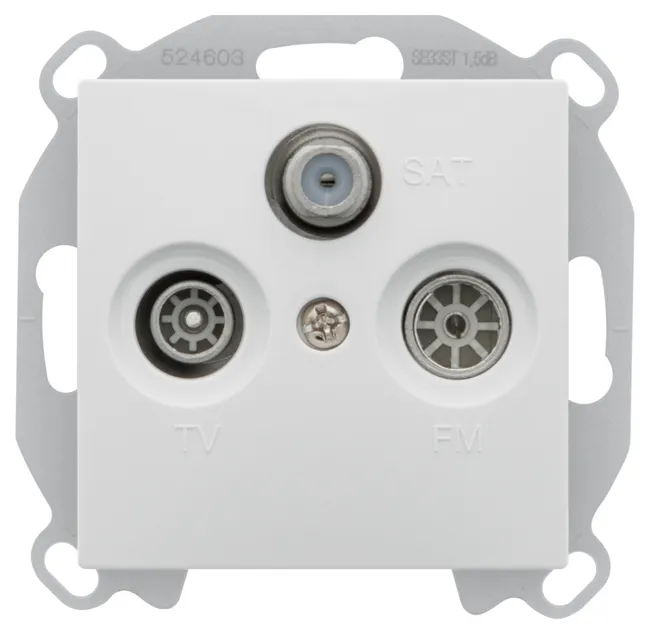 Image principale de Prise TV FM SAT Siemens DELTA VIVA, blanc, design contemporain, plaques réversibles, garantie 2 ans