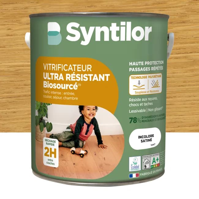 Image principale de Vitrificateur parquet Biosourcé SYNTILOR, incolore satiné 5L