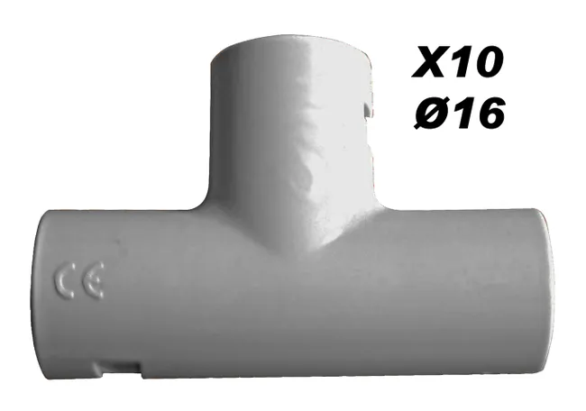 Image principale de Lot de 10 Tés pour tube IRL Ø16mm - Gris - Zenitech