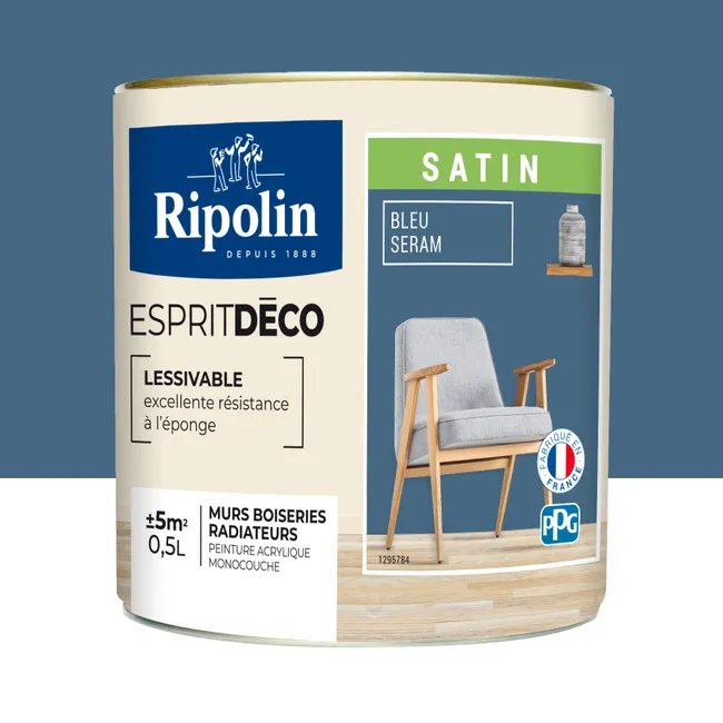 Image principale de Peinture intérieure multi-supports satin bleu seram 0,5 L Esprit déco - RIPOLIN