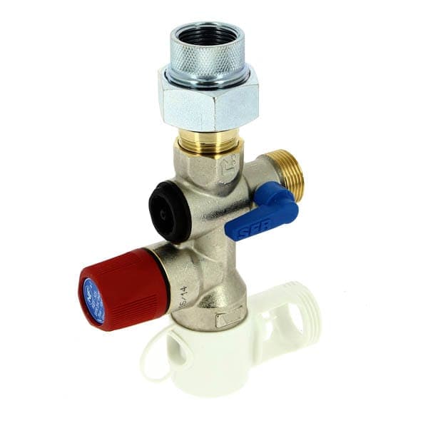 Image principale de Groupe de sécurité WATTS laiton chromé NF-ACS droit/coudé siège inox-3/4