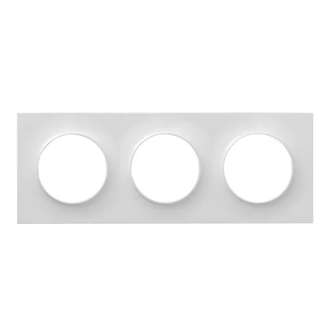 Image principale de Plaque de finition clipsable SCHNEIDER Odace S510706 - 3 postes - entraxes Ø 71 mm- blanc