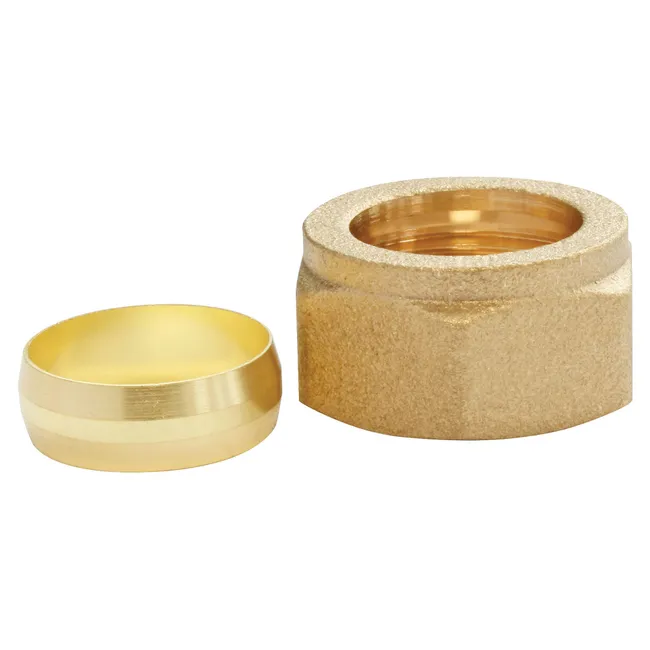 Image principale de Bagues laiton pour tube cuivre Ø16 + Ecrous laiton 15/21 - Sachet 2 pièces