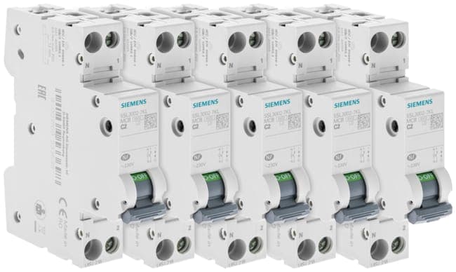 Image principale de Disjoncteur Siemens, 2 A, courbe C, 4,5 kA, AC/DC, norme NF EN 60898, garantie 2 ans