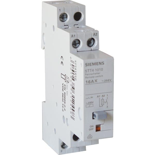 Image principale de Télérupteur modulaire Siemens, 16 A, 230 V, 1 module, contact 1 NO, commande éclairage multi-points