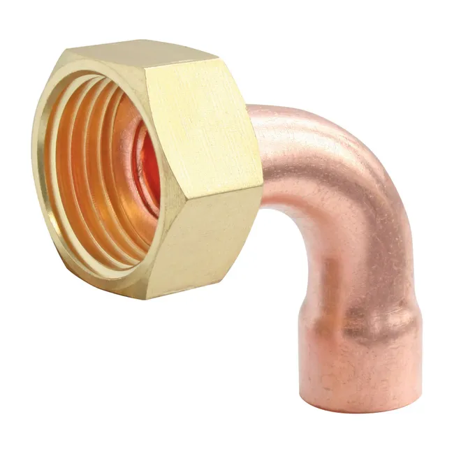 Image principale de Raccord cuivre coudé à souder sur tube Ø12-Ecrou tournant 15/21- Sachet 2 pièces