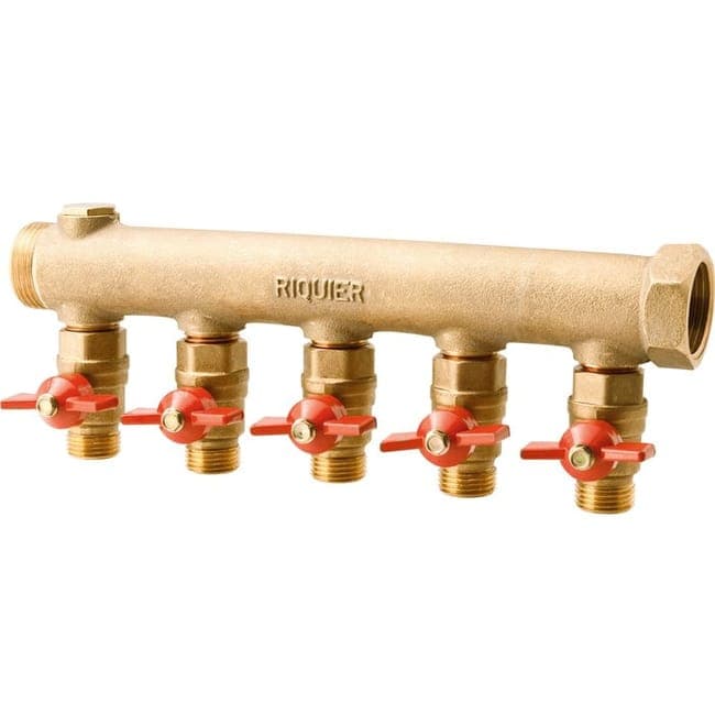 Collecteur 5 sorties - Riquier - MF 1' - Avec vanne M 1/2'
