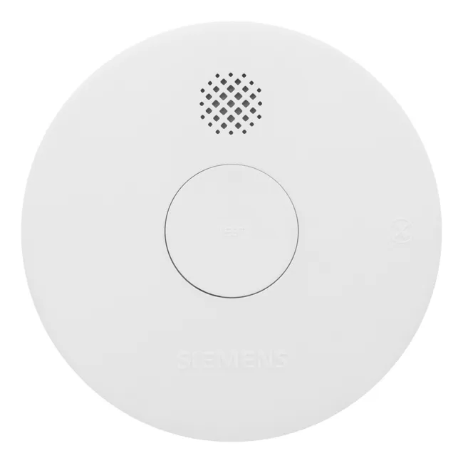 Image principale de Détecteur de fumée Siemens, autonomie 5 ans, garantie 3 ans, alarme 85 dB, NF certifié, pile 9V remplaçable, diamètre 100 mm