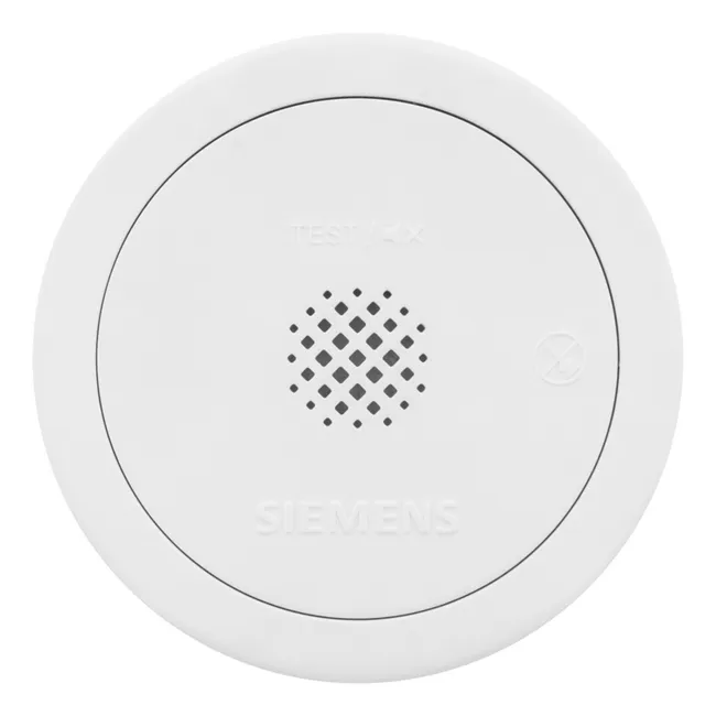 Image principale de Détecteur de fumée Siemens, certifié NF, autonomie 10 ans, alarme 85 dB, pile scellée 3V, diamètre 70 mm, garantie 10 ans
