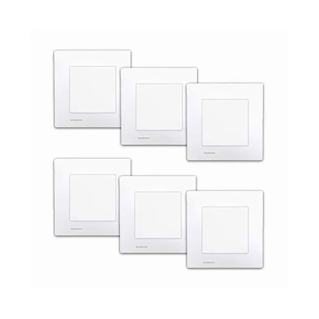 Image principale de Lot de 6 Va & Vient Siemens Delta Viva, design contemporain, plaques réversibles, fixation sans outil, garantie 2 ans, blanc
