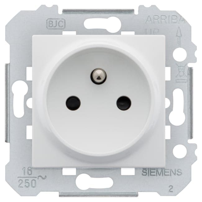 Image principale de Prise 2P+T Siemens DELTA VIVA, blanc, design contemporain, plaques réversibles, garantie 2 ans