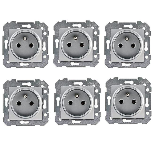 Image principale de Prises 2P+T Siemens Delta Viva, design contemporain, plaques réversibles, fixation sans outil, protection enfant, garantie 2 ans