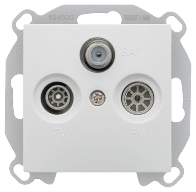 Image principale de Prise TV FM SAT Siemens DELTA VIVA, blanc, design contemporain, plaques réversibles, garantie 2 ans