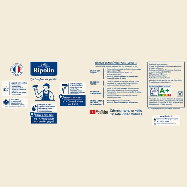 Image principale de Peinture intérieure multi-supports acrylique satin lin 2,5 L Esprit déco - RIPOLIN