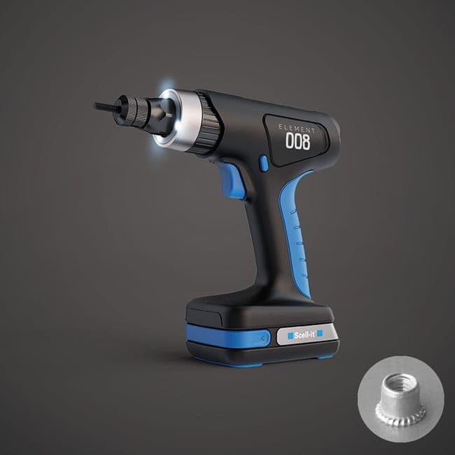 Image principale de Scell-it element E-008 - Sertisseuse sur batterie compacte pour écrous à sertir M3 à M6
