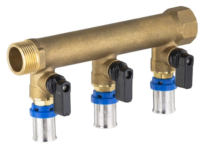 Collecteur Mâle-Femelle 20x27 (3/4) 3 Départs Ø16 multicouche à Sertir | Idéal pour Distribution d'Eau | Installation Facile | Qualité et Durabilité |