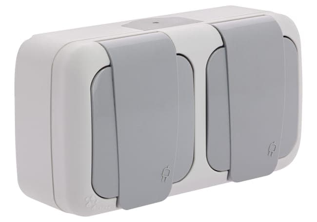 Image principale de Étanche Double Prise 2P+T Siemens, IP54, gris, connexion automatique, garantie 2 ans