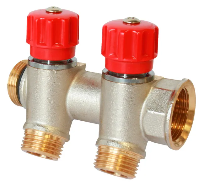 Image principale de Collecteur 2 sorties Mâle / Femelle 20 x 27 (3/4") sorties Mâle avec vanne 15 x 21 (1/2")