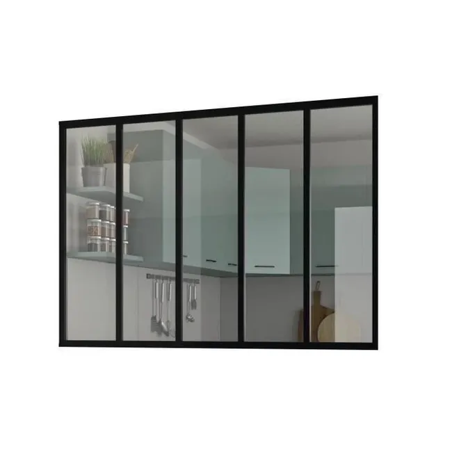 Image principale de Kit verriere fixe - OPTIMUM - Aluminium - 5 carreaux - H117 X L168,5 cm - Noir
