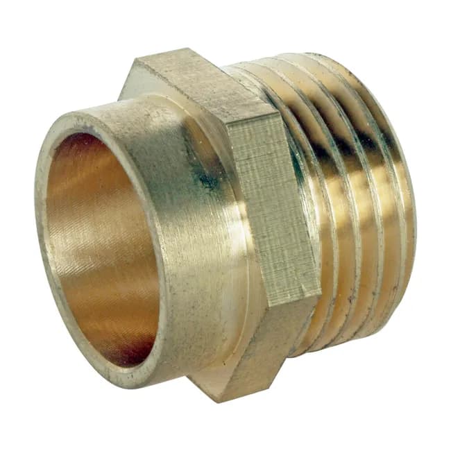 Image principale de Raccord laiton droit à souder - Mâle 15/21 - Tube cuivre Ø16 - Sachet 2 pièces