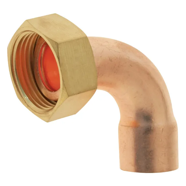 Image principale de Raccord cuivre coudé à souder sur tube Ø18-Ecrou tournant 20/27- Sachet 2 pièces