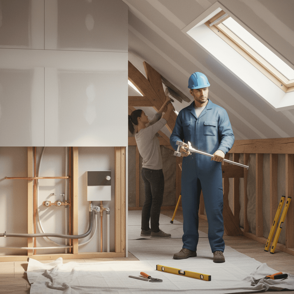 Plâtrerie, plomberie et aménagement des combles : progrès