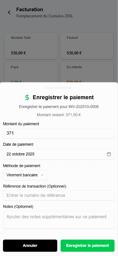 Suivi des paiements